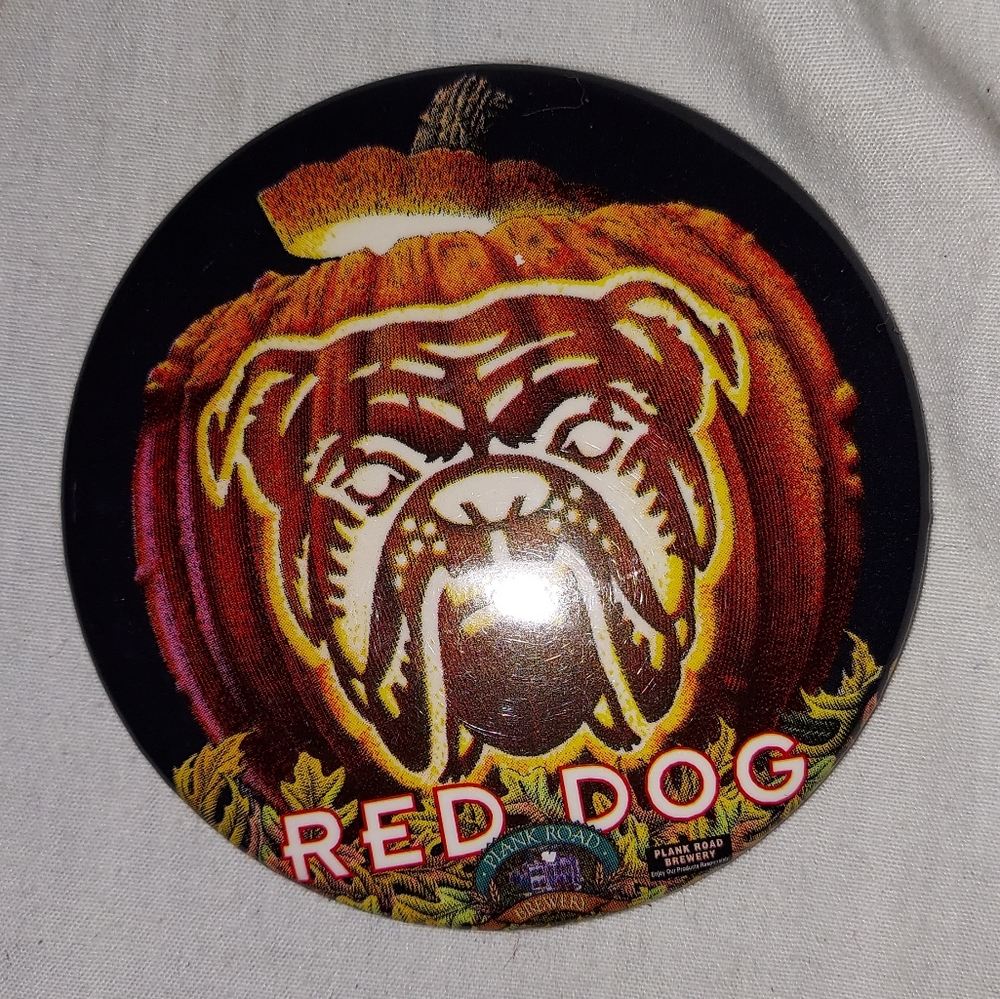 Red dog Halloween pin